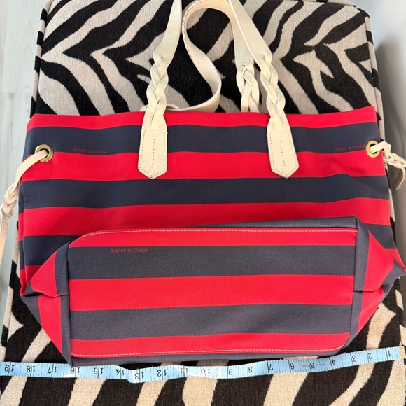 Dooney & Bourke Navy and Red Striped Tote - Picture 4 of 14